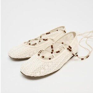 ZARA BEADED CROCHET BALLET FLATS
